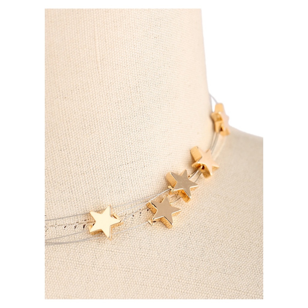 Gold Stars Layered Short Necklace - Picture 3 of 4